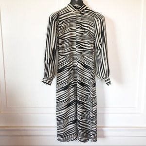Banana Republic Zebra Mock-Neck Midi Dress NWT